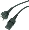 A black power cord with two different plugs on either end, shown against a white background. Voir les images du produit