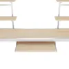A close-up view of a multi-tiered shelf unit with a keyboard tray. Produktbild-Vorschau