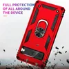 A red phone case with a ring holder is shown against a light gray background with debris falling around it. Produktbild-Vorschau