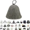 Saunahut aus Wollfilz (Grau 1002) Saunamütze mit witzigen Produktbild-Vorschau 1