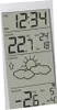A digital weather station displaying time, indoor and outdoor temperatures, and weather forecast. Náhled obrázku produktu