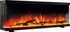 A close-up studio shot of a modern electric fireplace with realistic-looking flames and logs. Voir les images du produit