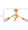 An orange ceiling lamp with three light bulbs is shown against a white background, with dimensions indicated. Produktbild-Vorschau