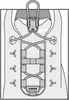 An illustration showing how to lace and fasten a shoe with elastic laces and a locking mechanism. Podgląd zdjęcia produktu