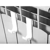 Close-up of white hooks attached to a radiator. Voir les images du produit