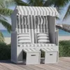 vidaXL Strandkorb mit Kissen Poly Rattan und Massivholz Produktbild-Vorschau 2