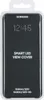 A black Samsung Smart LED View Cover for a Galaxy S20+ / S20+ 5G phone, displayed in its clear plastic packaging. Produktbild-Vorschau