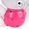Close-up of the back of a plush toy, showing a pink battery compartment with speaker holes and icons indicating sound and battery type. Anteprima dell’immagine prodotto