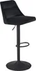 Barhocker Samt Schwarz höhenverstellbar 86-106cm Metallfuß gepolstert in Gesamtansicht mit schwarzem Samtbezug und Metallfuß.
