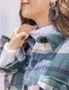 ASKSA Damen Kariertes Lange Hemdjacke Taschen Knöpfen Produktbild-Vorschau 4