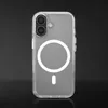 A clear phone case with a magnetic ring is shown against a dark background. Produktbild-Vorschau