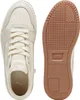 A top-down view of a pair of beige Puma sneakers, with one shoe shown from the top and the other from the sole. Produktbild-Vorschau