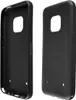 Two black phone cases shown from the side, one inside out.