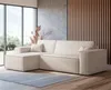 A modern living room with a large sectional sofa, large windows, and wooden wall paneling. Produktbild-Vorschau