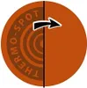 A circular graphic divided into two halves, with text and concentric circles on the left, and a solid color on the right, featuring an arrow pointing from the text side to the solid side. Produktbild-Vorschau