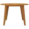 A round wooden table with four angled legs, presented against a plain white background. Produktbild-Vorschau