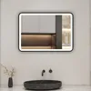 Schwarzer Rahmen Badspiegel mit 70X50cm Produktbild-Vorschau 1
