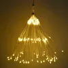 A close-up shot of a string of warm white LED lights that resemble a firework. Produktbild-Vorschau