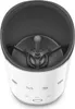 A top-down view of a white milk frother with its internal whisk mechanism visible. Voir les images du produit