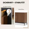 A marketing image showcasing features of a sideboard, including an anti-tip function and metal feet. Produktbild-Vorschau