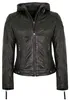 Gipsy - Damen Lederjacke Kapuze Lammnappa schwarz Natur Produktbild-Vorschau 1