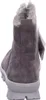 The back view of a gray suede boot with faux fur lining. Produktbild-Vorschau