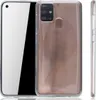 A clear, professional studio shot of a transparent phone case with a rose gold tint, showcasing its design and texture. The phone is partially visible behind the case. Produktbild-Vorschau