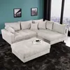 riess-ambiente Modernes Ecksofa KENT 220cm beige Cord inkl. Produktbild-Vorschau 1