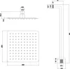 Technical drawing of a shower head and arm with dimensions. Anteprima dell’immagine prodotto