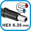 Close-up of a magnetic bit holder with text and a magnet icon. Produktbild-Vorschau