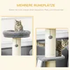 Arbre à chat PawHut 92 cm avec planche à griffer, gris Voir les images du produit 3