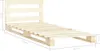 A wooden pallet bed frame with dimensions indicated. Produktbild-Vorschau