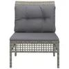 vidaXL Garten-Mittelsofa mit Kissen Grau Poly Rattan Produktbild-Vorschau 3