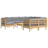 ZMH 10-tlg. Garten-Lounge-Set mit Grauen Kissen Kiefer Produktbild-Vorschau 3