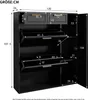 A black shoe cabinet with dimensions indicated by measurement lines and numbers. Náhled obrázku produktu