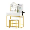 Coiffeuse CLIPOP,Set de coiffeuse à miroir rond,2 Voir les images du produit 1