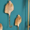 Dekoratives Kleiderhaken 3er Set GINKGO 29cm gold handmade Produktbild-Vorschau 1