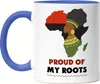 Proud of my roots Tasse blau Frauenmotiv Geschenkidee Produktbild-Vorschau 1