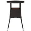 A brown poly rattan bar table with a glass top and a storage compartment, shown against a white background. Náhled obrázku produktu