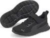 A pair of black Puma sneakers for children, shown from a slightly elevated side-angle with one shoe's sole visible. Produktbild-Vorschau