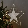 LED Stern - 3D Dekohänger - Metallstern - 30 warmweiße LED - D: 30cm - Timer - silber Produktbild-Vorschau