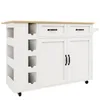 A white kitchen island with a wooden countertop is shown against a white background. Podgląd zdjęcia produktu