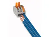A close-up shot of a Wago connector with three blue wires inserted. Náhľad obrázku produktu