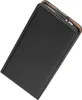 A black flip case for a smartphone, shown at an angle on a white background. Produktbild-Vorschau