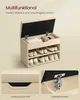 A multifunctional shoe rack with a storage bench, shown with shoes and other items inside. Produktbild-Vorschau