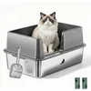Theo&Cleo Edelstahl Katzenklo XXL Katzentoilette mit hohem Produktbild-Vorschau 1
