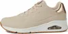 A side view of a single beige Skechers sneaker with rose gold accents. Produktbild-Vorschau