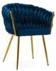 Geflochtener Stuhl ROSA GOLD in Marineblau mit goldenen Produktbild-Vorschau 1