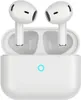A pair of white wireless earbuds in their charging case. Produktbild-Vorschau