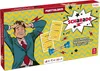 The image shows the packaging of a board game called 'Scharade' by Partyalarm. It features a cartoon illustration of a stressed man, game cards, and game pieces against a zig-zag background. Produktbild-Vorschau